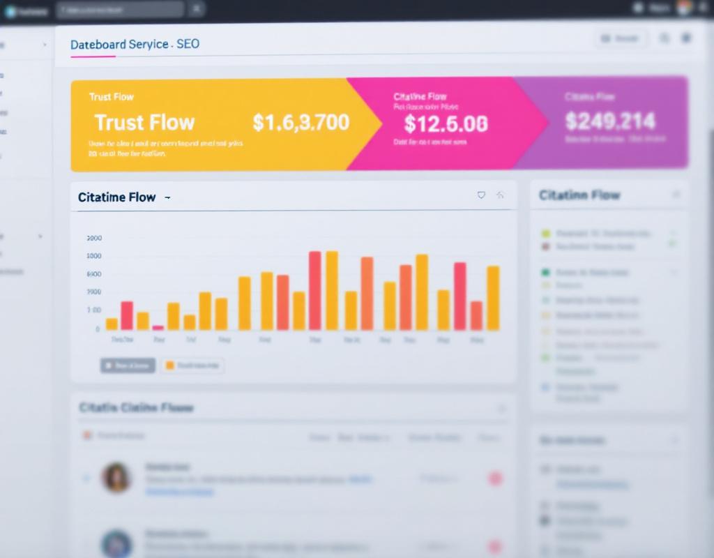 Capture d'écran du tableau de bord de Majestic SEO montrant Trust Flow et Citation Flow