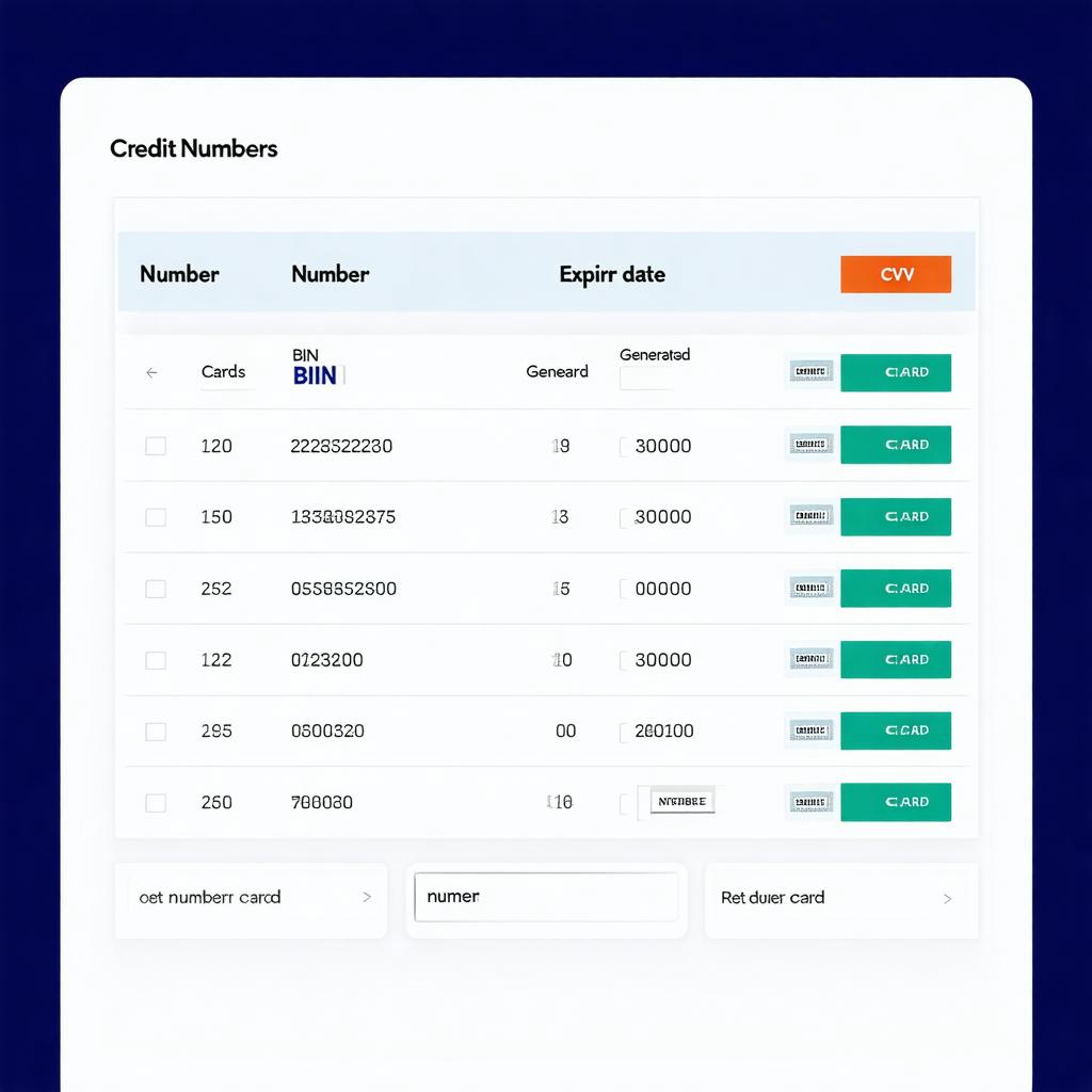 Capture d'écran de l'interface Namso-Gen affichant des numéros de carte de test