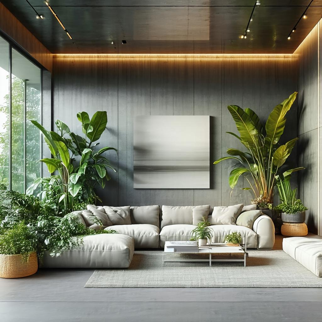 Vue 3D d’un salon moderne designé avec un logiciel de décoration intérieure
