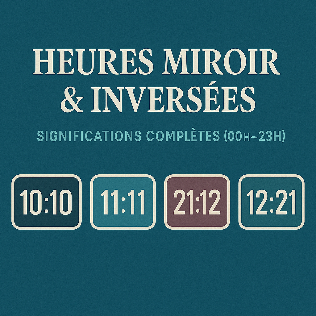 Heures miroir & inversées : significations complètes (00h→23h)